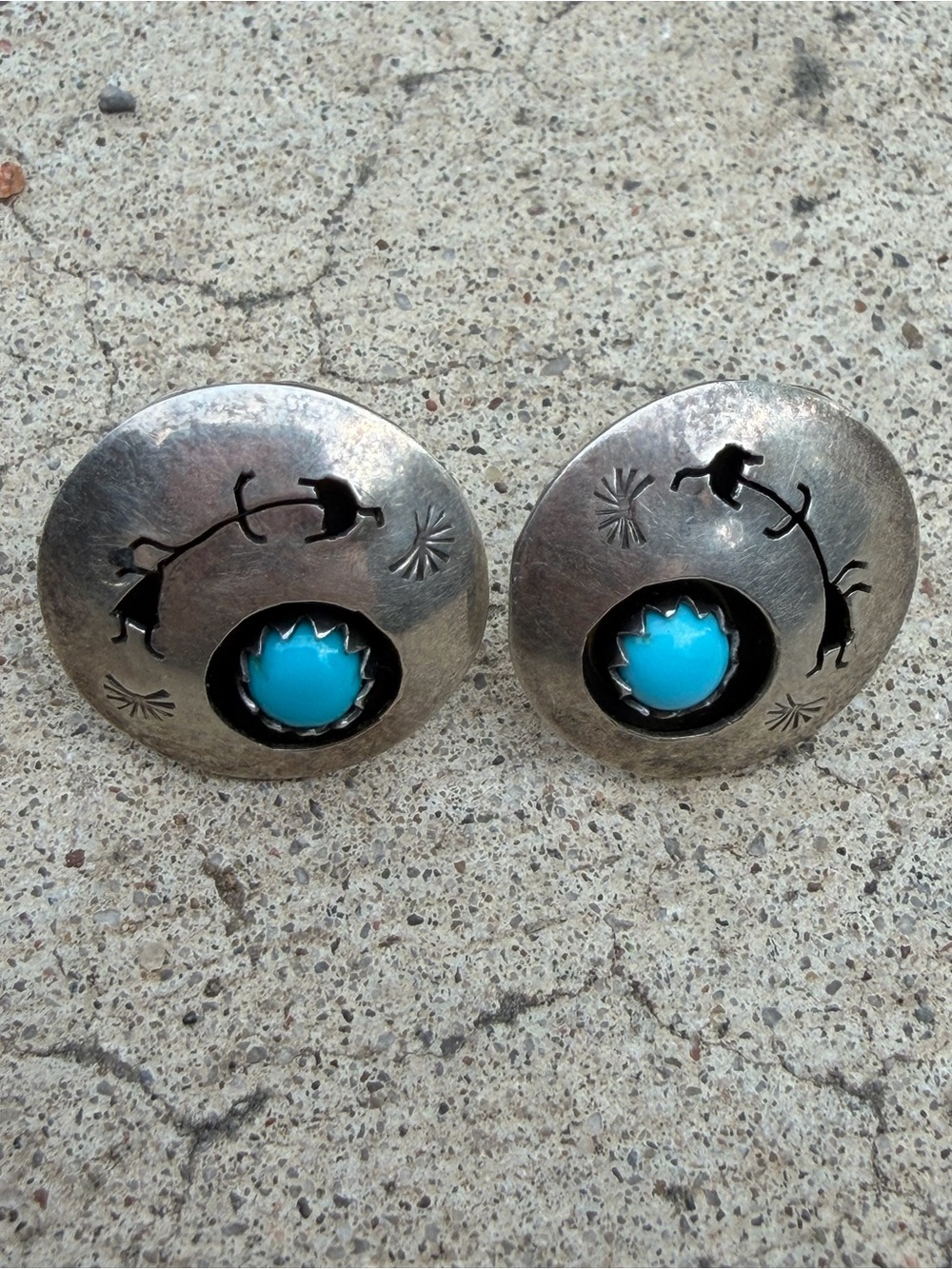 Vintage Southwestern sterling silver and turquoise earrings
